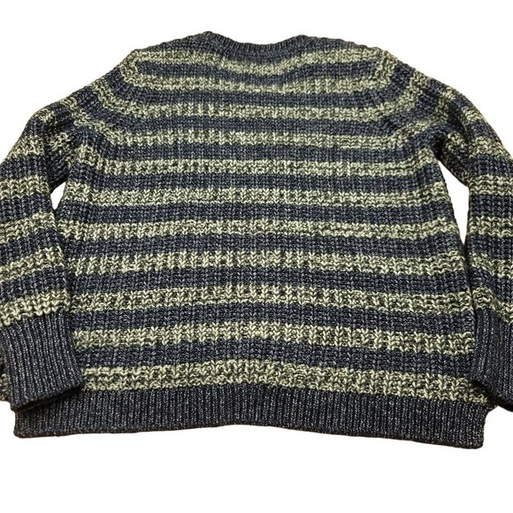 Victorias‎ Secret Womens L Sweater Bulky Blue Gray Stripe Chunky Knit Wool Blend - Picture 10 of 13